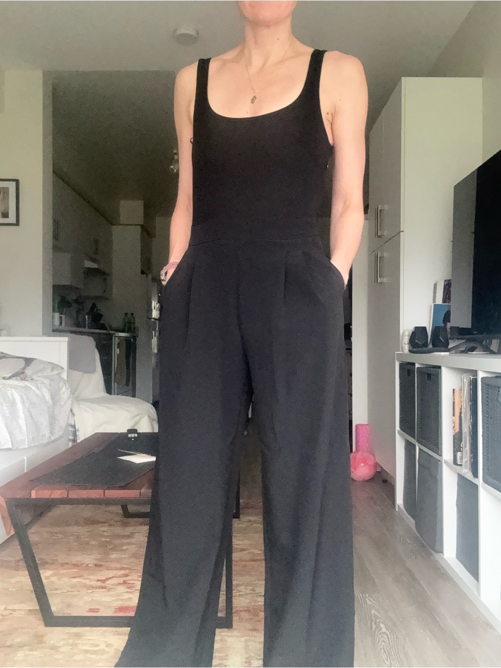 GAP Black Sleeveless Wide-Leg Jumpsuit